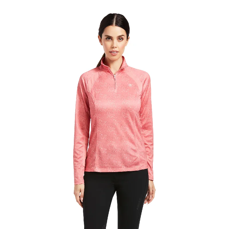 Ariat Ladies Sunstopper 2.0 1/4 Zip Trot Line Print Baselayer Shirt 10039351-- Anti-Pilling Machine Wash Handmade