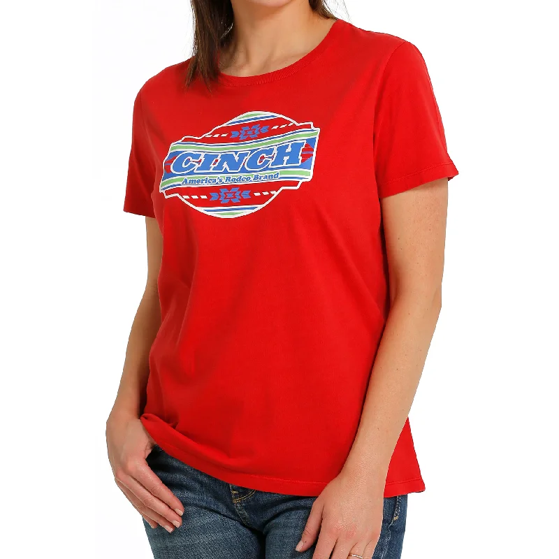 Cinch Ladies Red Aztec Logo Graphic T-Shirt MSK7901004-- Chenille Brocade Lace