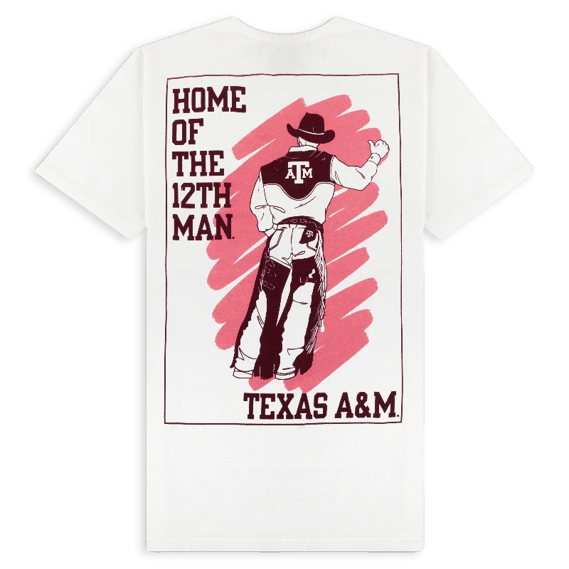 Texas Home of the 12th Man Cowboy T-Shirt-- Embroidered Appliqued Beaded