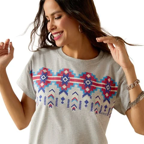 Ariat Women's Birdie Heather Grey T-Shirt-- Welt Pockets Slit Pockets Flap Pockets