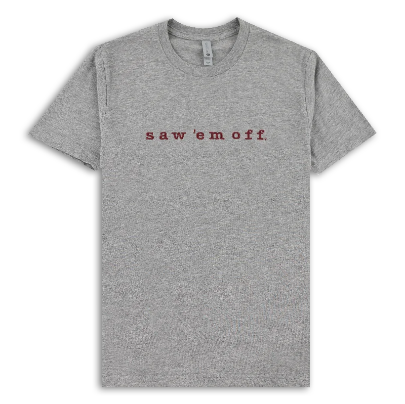 Saw 'Em Off Embroidered T-Shirt-- Notch Collar Peter Pan Collar Cowl Neck