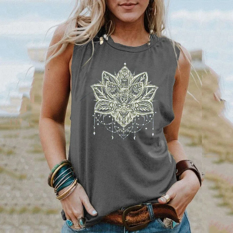 Mandala Art Print Women's T-Shirt-- Cashmere Blend Cotton Blend Poly Blend