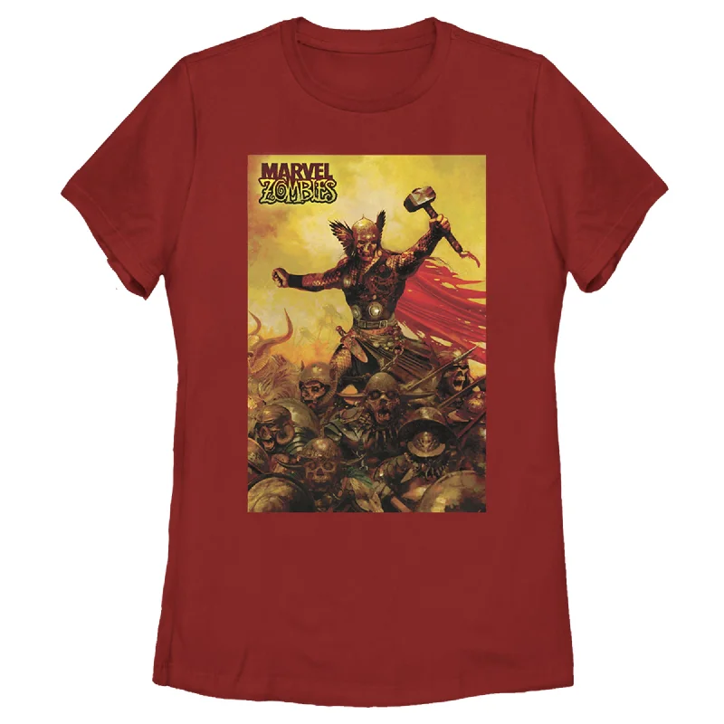 Women's Marvel Zombies Thor Battle T-Shirt-- Zippered Front Buttoned Front Snap Front