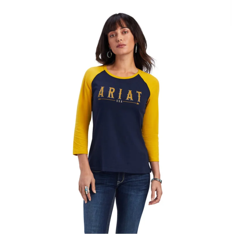 Ariat® Ladies R.E.A.L.™ Arrow Classic Navy T-Shirt 10041298-- Zippered Buttoned Snapped