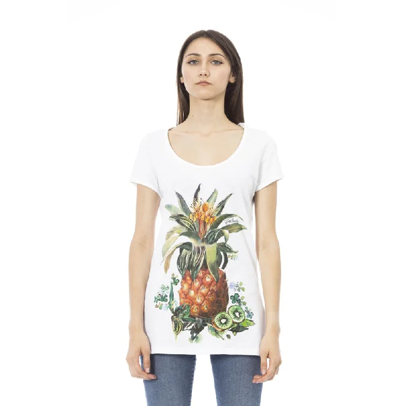 Just Cavalli White Cotton Women Women's T-Shirt-- Boxy Fit Fitted Loose