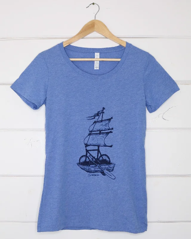 Sailbike Women's T-Shirt-- Striped Floral Plaid