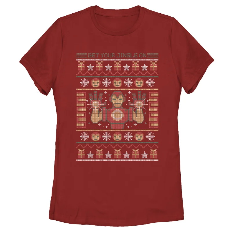 Women's Marvel Ugly Christmas Iron Man T-Shirt-- Cotton Fabric Linen Fabric Terry Fabric
