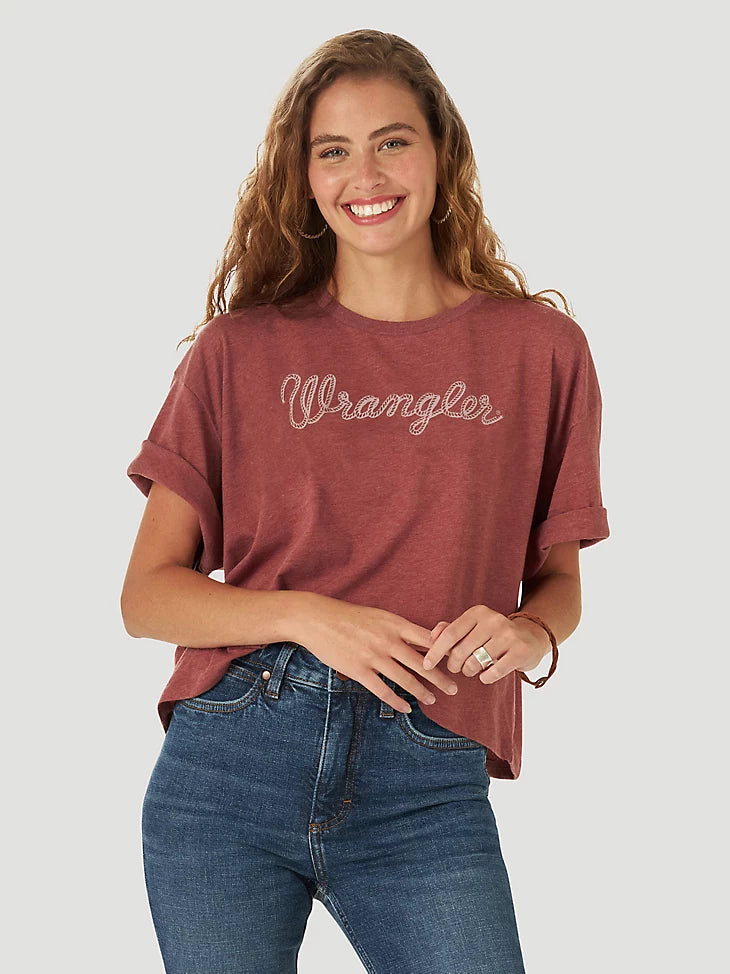 Winnie Wrangler Wine Crop T-Shirt-- Plaid T-Shirt Polka Dot Checkered