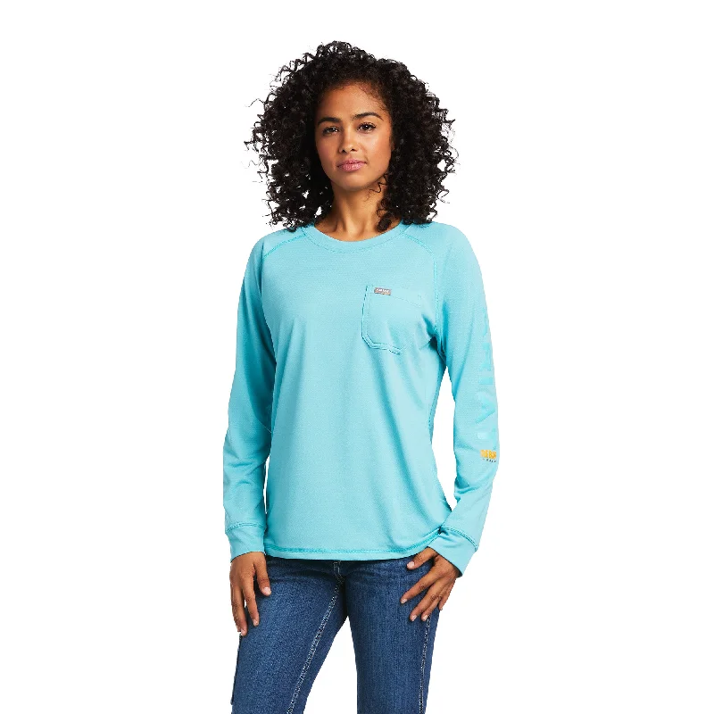 Ariat® Ladies Rebar Heat Fighter Blue Long Sleeve T-Shirt 10039210-- Cozy Warm Stylish
