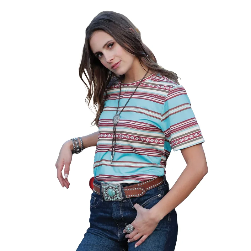 Cinch Ladies Short Sleeve Turquoise T-Shirt CTK7450011 -- Basic T-Shirt Crew Neck Short Sleeve