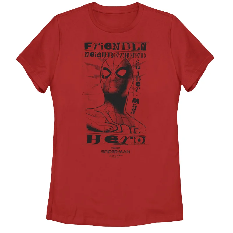 Women's Marvel Spider-Man: No Way Home Friendly Neighborhood Hero T-Shirt-- Zippered Buttoned Snapped