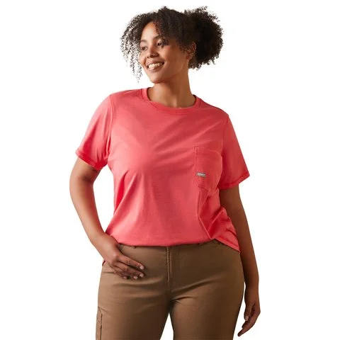 Ariat Women's Rebar Workman Logo Graphic Teaberry Pink Work T-Shirt-- Elegant Classic Vintage