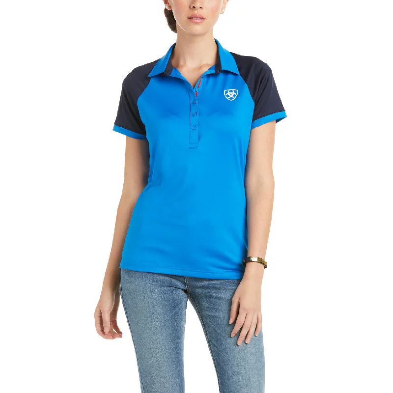 Ariat Ladies Team 3.0 Imperial Blue Short Sleeve Polo Shirt 10034999-- Plaid T-Shirt Polka Dot Checkered