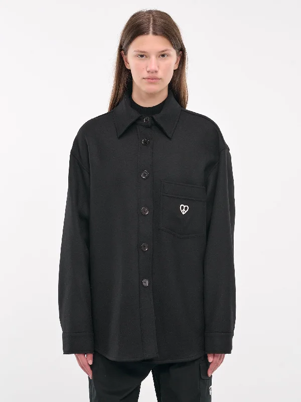 Charm Wool Overshirt (A0605-8717-BLACK)-- Hooded Caped Shawl Collar