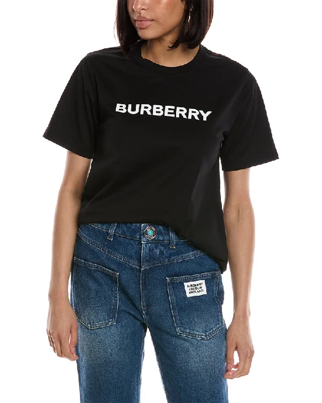 Burberry Logo T-Shirt-- Satin Blend Silk Blend Wool Blend