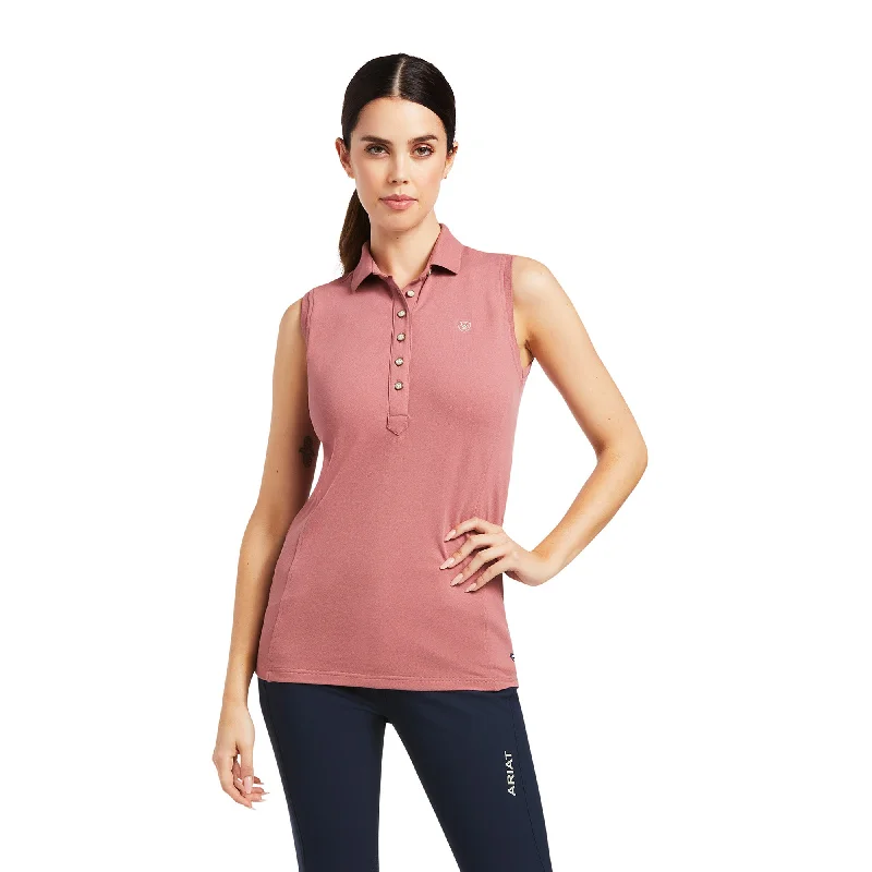 Ariat® Ladies Prix 2.0 Antique Rubia Sleeveless Polo Shirt 10039467-- Collared Crew Neck Turtle Neck