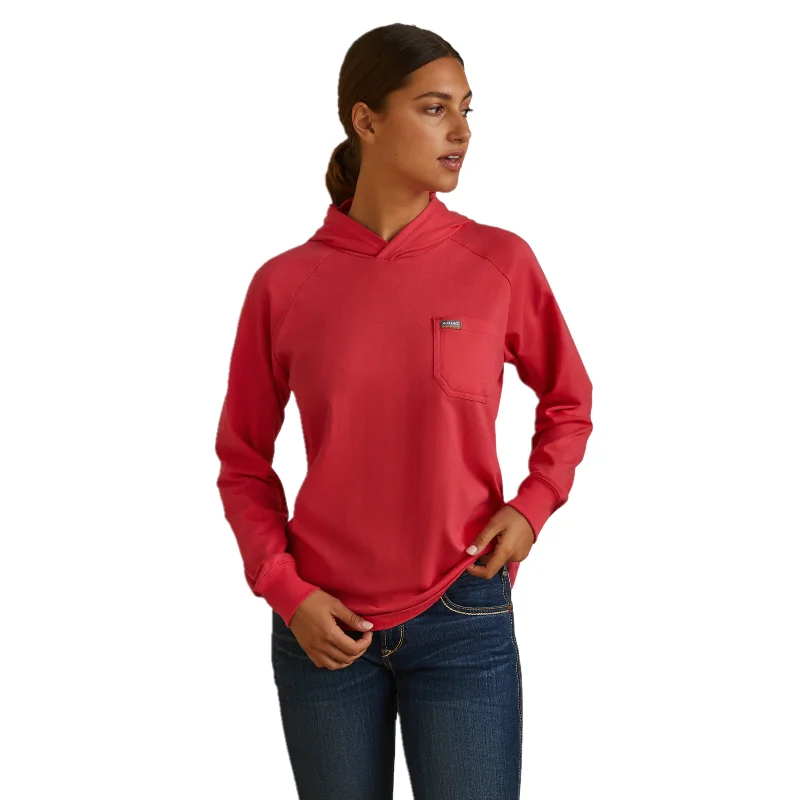 Ariat® Ladies Rebar Cotton Strong™ Teaberry Pink Hooded T-Shirt 10043840-- Sequined Glittery Shiny