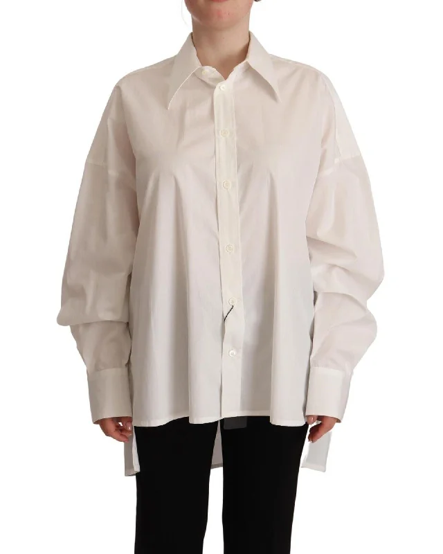 Dolce & Gabbana  Oversized Cotton Poplin Shirt White-- Lace Blend Ribbed Blend Corduroy Blend
