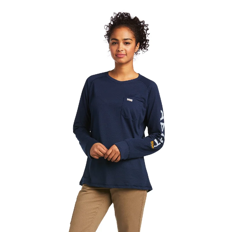 Ariat® Ladies Rebar Heat Fighter Navy Eclipse Work T-Shirt 10039211-- Cozy Warm Stylish