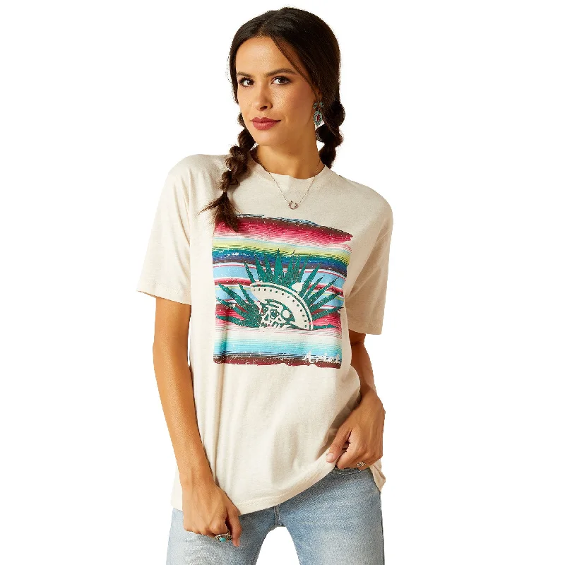 Ariat Women's Oatmeal Heather Lola T-Shirt-- Solid Color Striped Floral