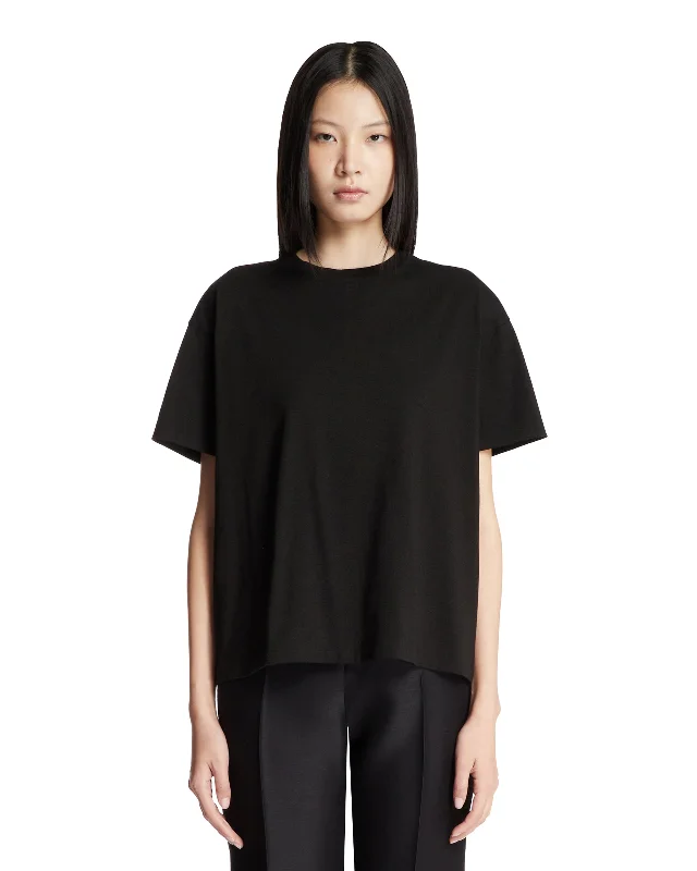T-Shirt Girocollo Nera-- Print Jacquard Patchwork