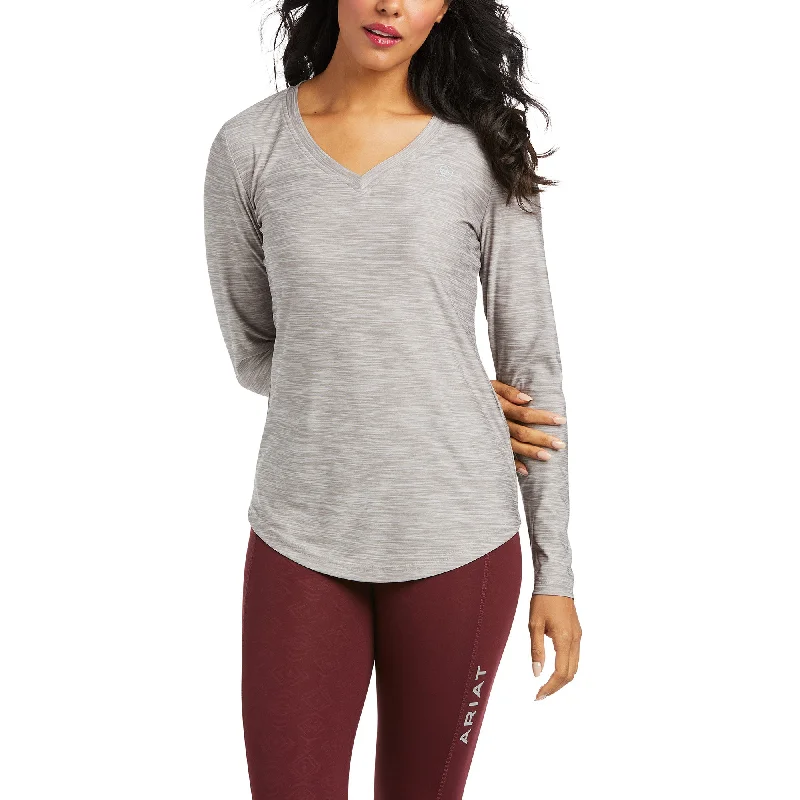 Ariat Ladies Laguna Long Sleeve Heather Grey Shirt 10037419-- Asymmetrical Pockets Print