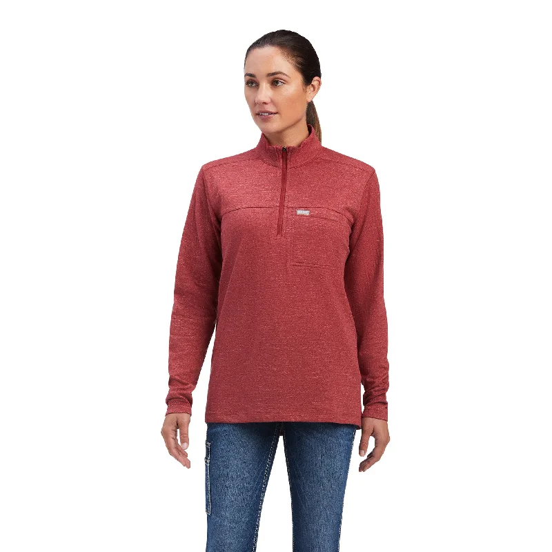 Ariat® Ladies Rebar Foundation 1/4 Zip Rosewood Shirt 10042118-- Striped Floral Plaid