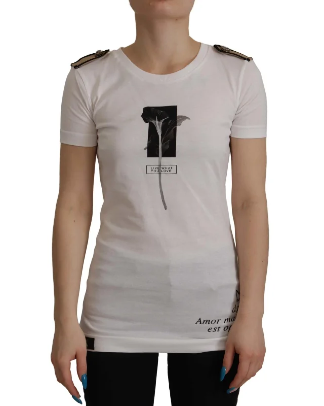 Dolce & Gabbana  Women's Live What You Love Graphic T-Shirt-- Beaded Sequined Faux Fur