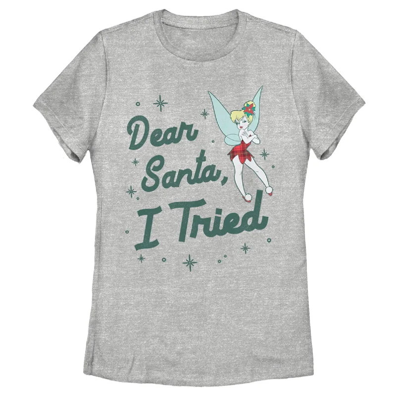 Women's Peter Pan Peter Pan Tinker Bell Dear Santa, I Tried T-Shirt-- Houndstooth Herringbone Solid