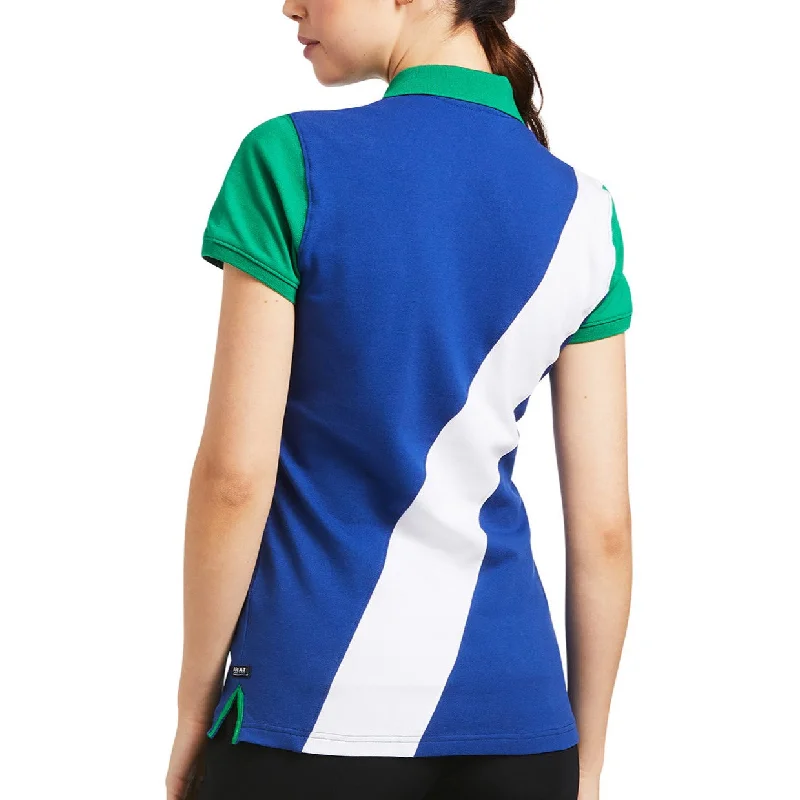 Ariat® Ladies Taryn Polo Mazarine Blue Short Sleeve Shirt 10039377-- Print Jacquard Patchwork