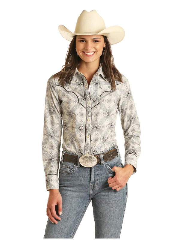 Final Sale ✨Faye Snap Up Women’s Shirt-- Mesh Fabric Canvas Fabric Denim Fabric