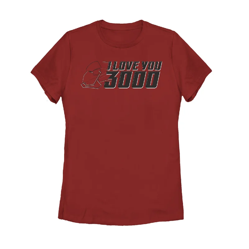 Women's Marvel Love You 3000 Iron Man Helmet T-Shirt-- Sequined Glittery Shiny
