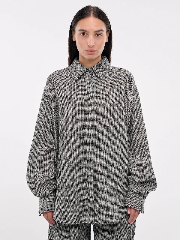 Oversized Herringbone Shirt (VEPZ60015R-VZE100-CHARCOAL)-- Rayon Fabric Velvet Fabric Corduroy Fabric