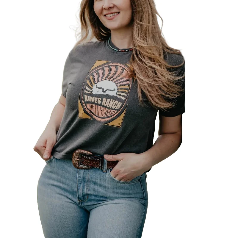 Kimes Ranch Ladies Laurel Canyon Graphic Charcoal T-Shirt S24W12S3A2C060-- Rayon Fabric Velvet Fabric Corduroy Fabric