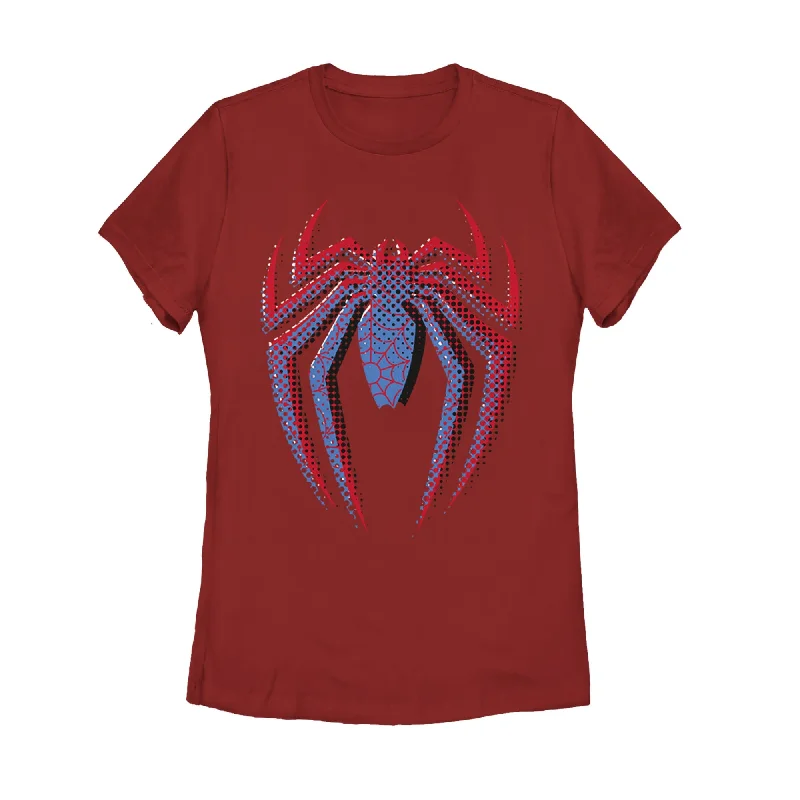 Women's Marvel Spider-Man Dot Logo T-Shirt-- Print Jacquard Patchwork