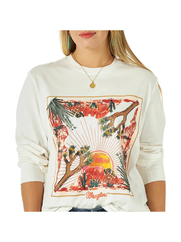 Final Sale ✨Wrangler Desert Sunrise Long Sleeve T-Shirt-- Fleece Nylon Spandex
