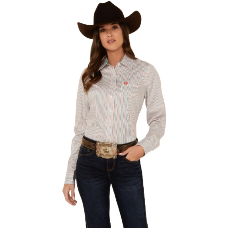 Cinch Ladies Multi Color Striped Long Sleeve Shirt MSW9164221-- Zippered Front Buttoned Front Snap Front