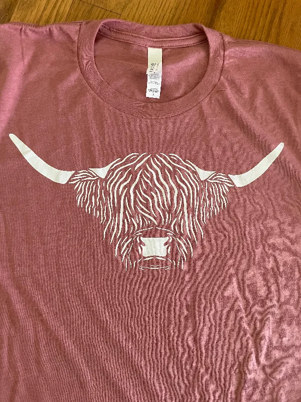 Final Sale  ✨ Highland Cow Women’s T-Shirt-- Faux Fur Fabric Real Fur Fabric Shearling Fabric
