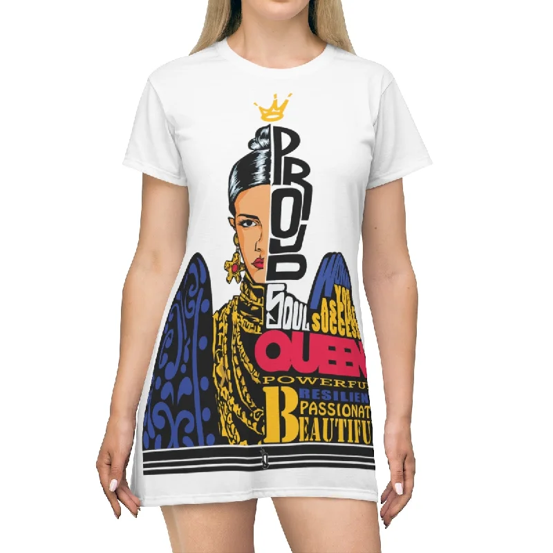 Proud Queen T-Shirt Dress-- Polka Dot Checkered Tartan