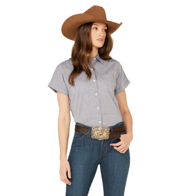 Kimes Ranch Ladies Ranchester Indigo Button Up Shirt RANCH-IND-- Satin Blend Silk Blend Wool Blend