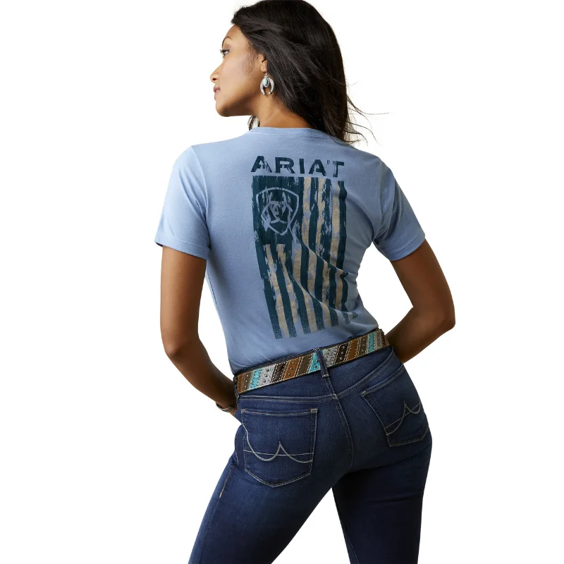 Ariat® Ladies Gila River Light Blue T-Shirt 10045446-- Oversized T-Shirt Spandex breathable
