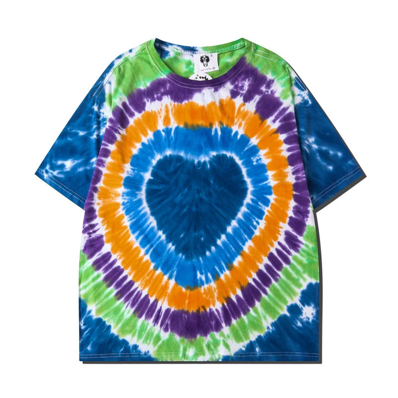 Cotton Tie Dye T-Shirt-- V-Neck T-Shirt Long Sleeve Cotton