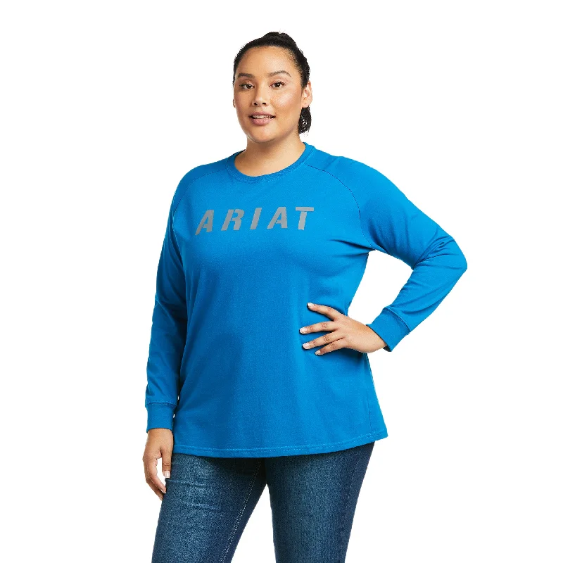 Ariat® Ladies Rebar CottonStrong™ Mykonos Blue T-Shirt 10037434-- Chenille Blend Fleece Blend Nylon Blend