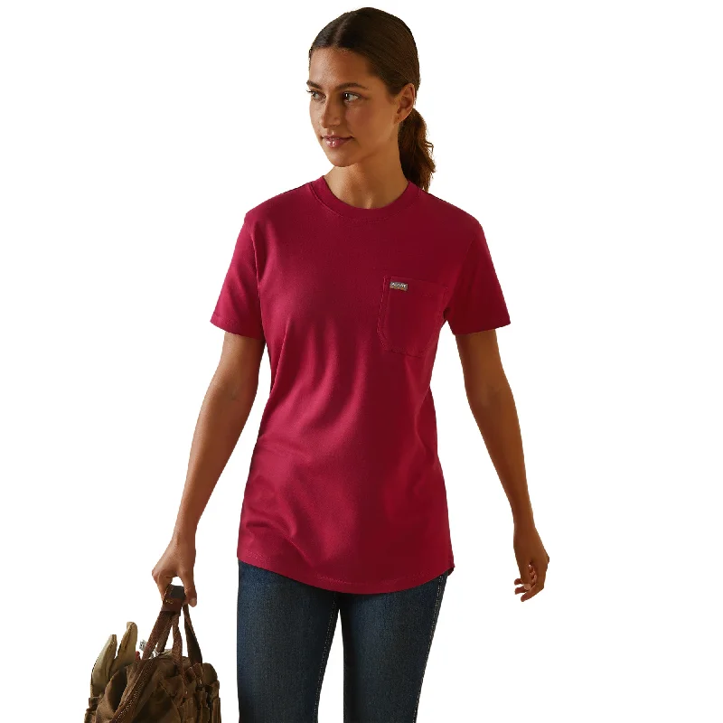Ariat® Ladies Rebar Cotton Strong™ Cherries Jubilee Pink T-Shirt 10043562-- Seamless Knitted Crochet