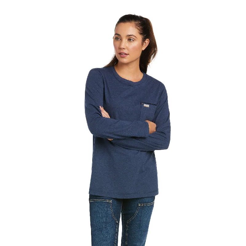 Ariat Women's Rebar Workman High Voltage Navy T-Shirt 10037706-- Fleece Nylon Spandex