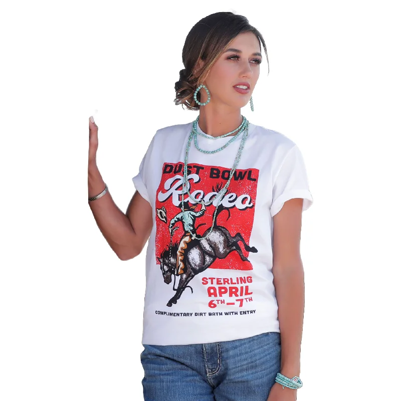 Cruel Denim Ladies Dust Bowl Rodeo White Graphic T-Shirt CTT7385013-- Jersey Fabric Tulle Fabric Batik Fabric
