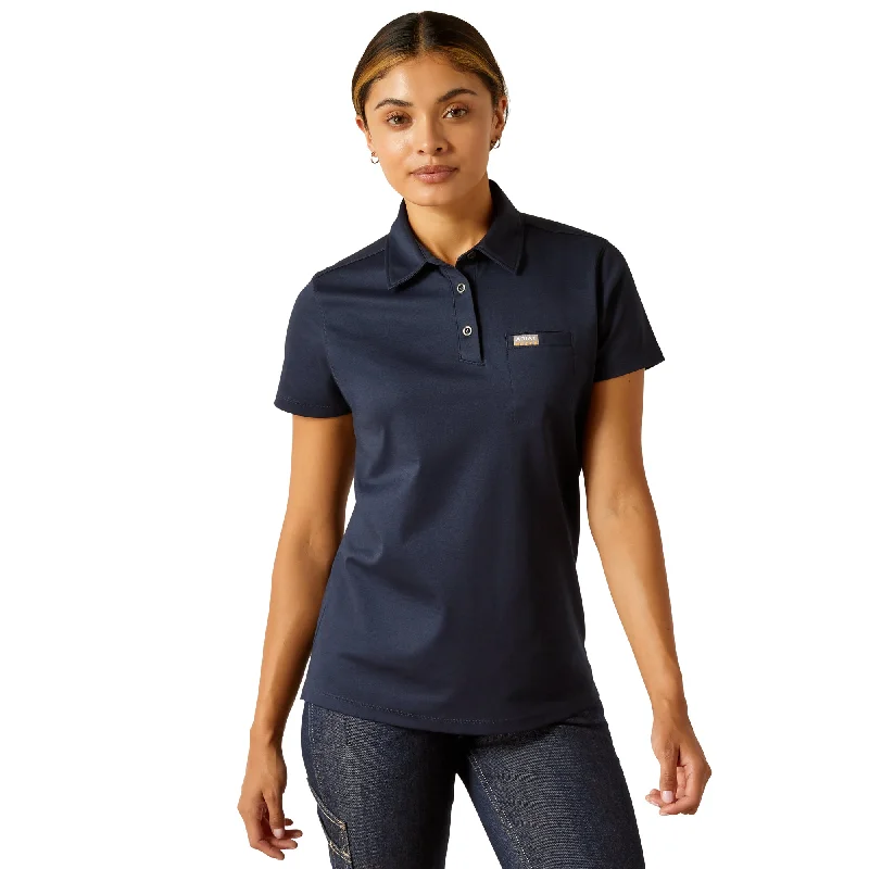 Ariat Women's Rebar Foreman Navy Polo Shirt 10048607-- Collared Crew Neck Turtle Neck