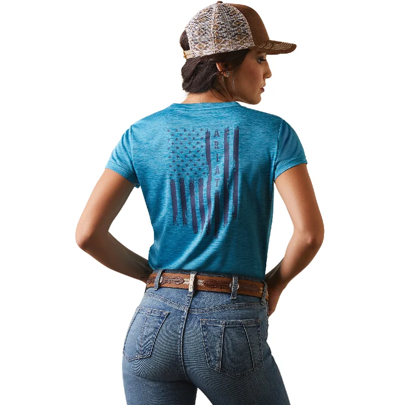 Ariat® Ladies Laguna Patriot Mosaic Blue T-Shirt 10043626-- Machine Wash Dry Clean Hand Wash