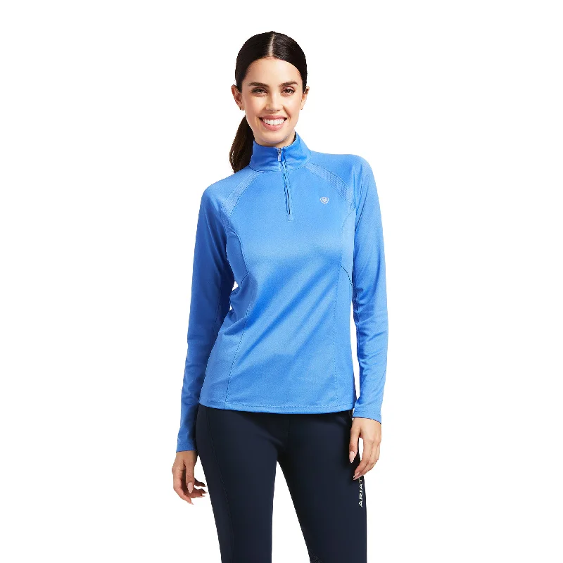 Ariat Ladies Sunstopper 2.0 Reykjavik Blue Baselayer Shirt 10039356-- Thin T-Shirt Open Front Quick Dry