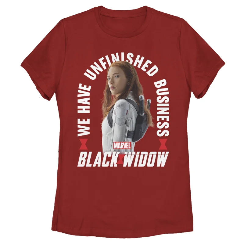 Women's Marvel Black Widow Business T-Shirt-- Striped Floral Plaid